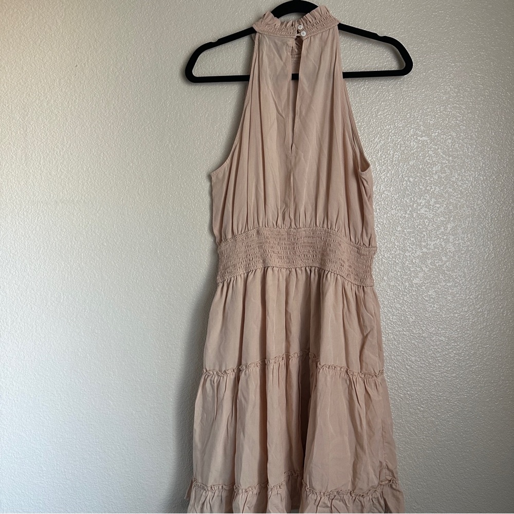 Amazon NWT‎ Taupe Halter Neck Smocked Sleeveless Dress Sz L - Picture 10 of 12